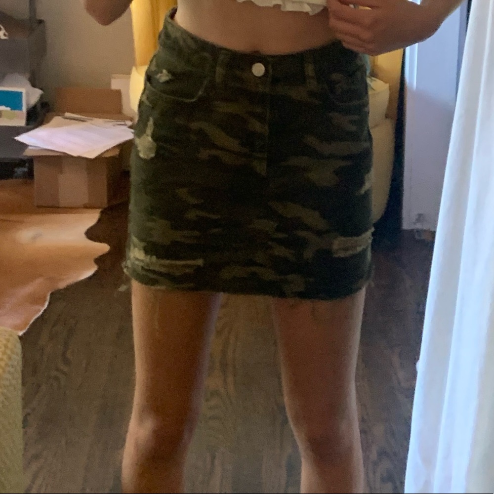 camo denim skirt